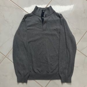 Lacoste Collard Sweater - Grey + Dark Blue details